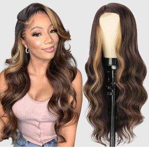 Long Body Wavy Wig Brown Mixed Blonde Side Part Wig
Highlights Synthetic  26"
